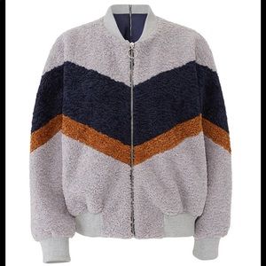 NWT J.O.A. Colorblock Teddy Faux Fur Jacket, US M